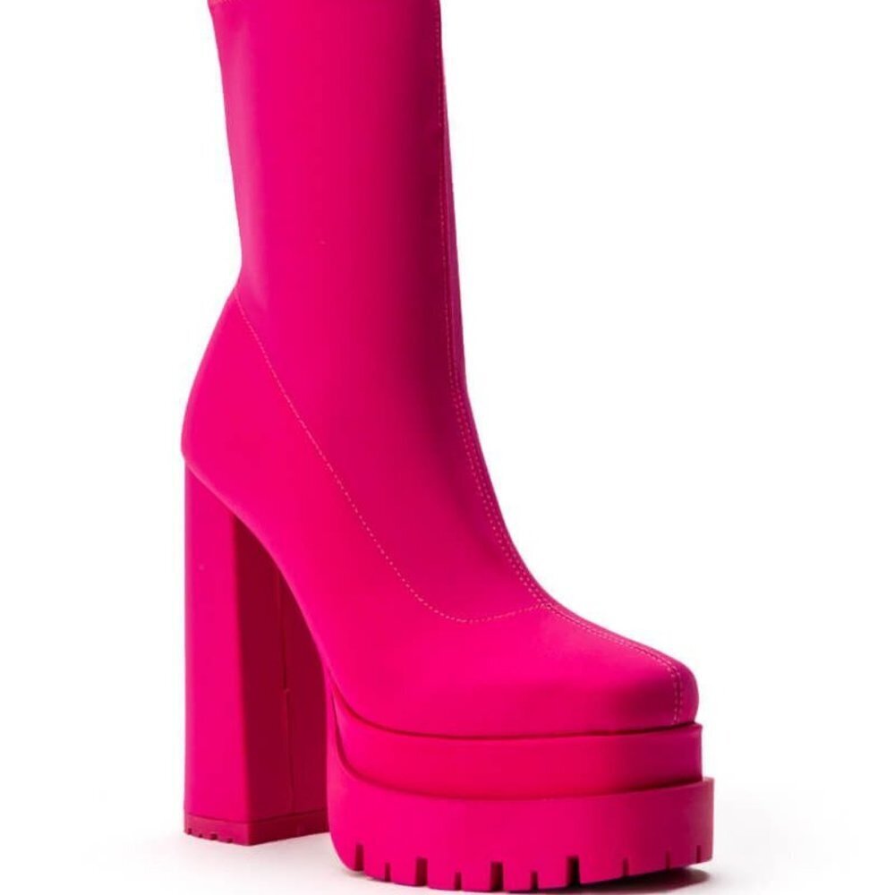 AZALEA WANG " THE ULTIMATE MONARCH MONOCHROME " PINK CHUNKY BOOTIE( BRAND NEW!! - Picture 1 of 5